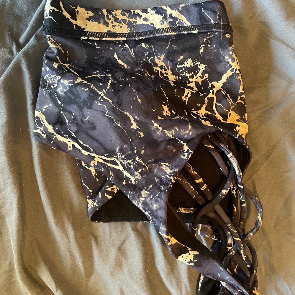 Black and Gold Marble Print xl butterfly back bra